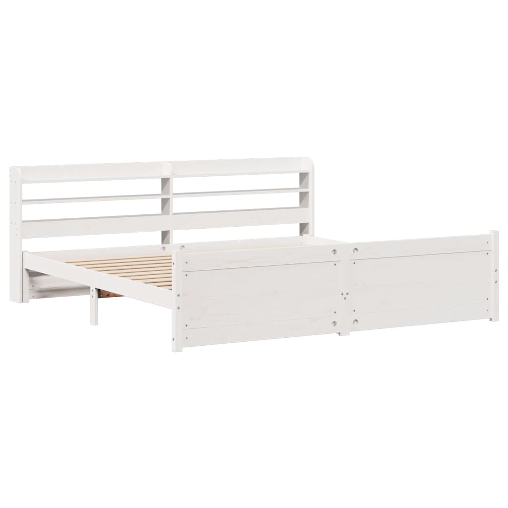 Bed Frame with Headboard without Mattress White 200x200 cm